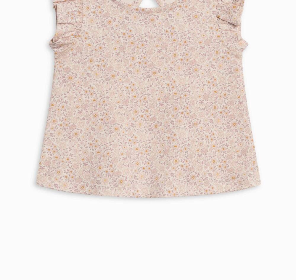 NEW COLORED ORGANICS girls ella ruffle sleeve tank top in primrose / fog + shell